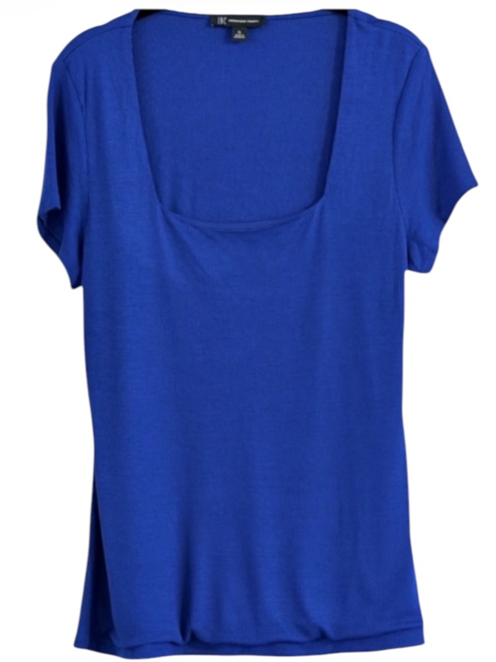 INC Royal Blue Ribbed Square Neck Short Sleeve Top XL